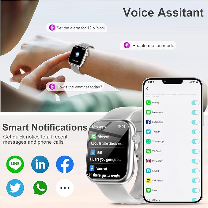 GADIXY Smart Watches for Men Women with Bluetooth Calls,1.83" Fitness Tracker with SpO2/HR/Sleep/BP Monitor,110+ Sports Activity Trackers,IP68 Waterproof Watches for Women for Android Phones Grey