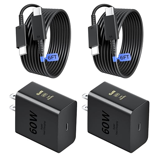 2 Pack 60w Super Fast USB C Charger, Type C Charger Fast Charging