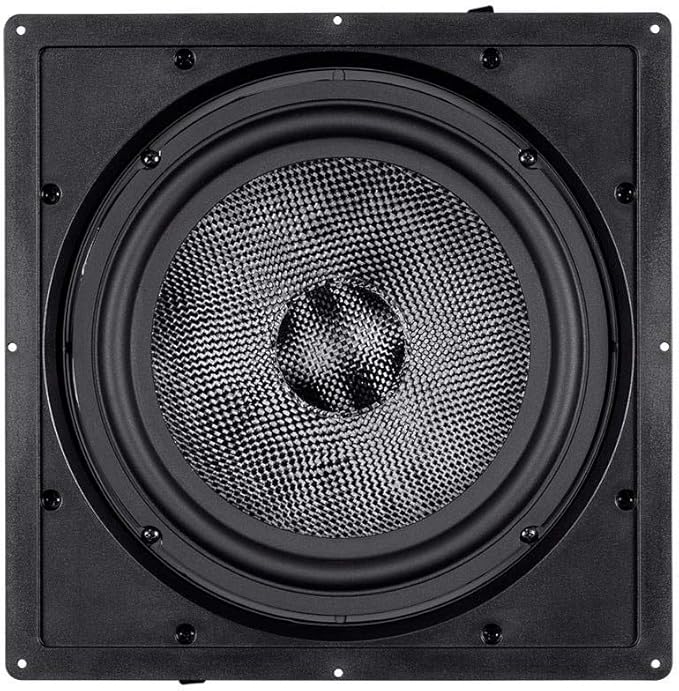 Monoprice Carbon Fiber In-Wall Speaker - 10 Inch (Each) 300 Watt Subwoofer, Easy Install For Home Theater - Alpha Series,Off-White