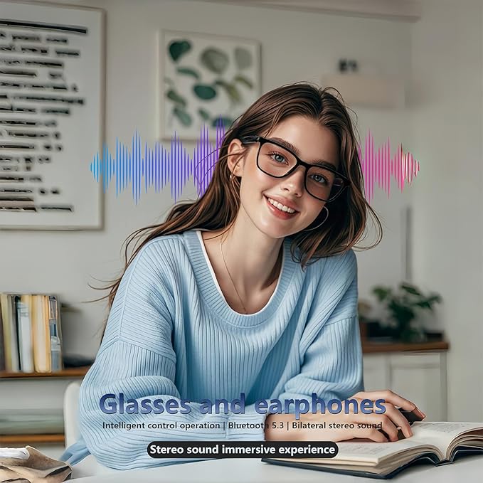 Smart Bluetooth Glasses for Women Men with Magnetic Lenses Music Sunglasses UV400 Open Ear,Clear Calls,Outdoor Driving (with Orange Lens)