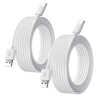 30FT/9M USB C Long Cable, 2PCS Power Charging and Data Transfer Cord for Home Security Cameras Phones Carplay Tablets Switch Pro Controller and More USB C Devices