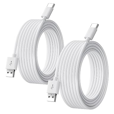 30FT/9M USB C Long Cable, 2PCS Power Charging and Data Transfer Cord for Home Security Cameras Phones Carplay Tablets Switch Pro Controller and More USB C Devices