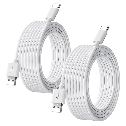 30FT/9M USB C Long Cable, 2PCS Power Charging and Data Transfer Cord for Home Security Cameras Phones Carplay Tablets Switch Pro Controller and More USB C Devices