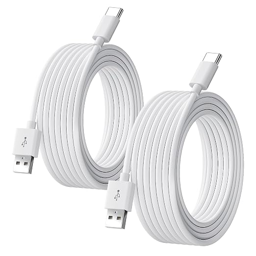 30FT/9M USB C Long Cable, 2PCS Power Charging and Data Transfer Cord for Home Security Cameras Phones Carplay Tablets Switch Pro Controller and More USB C Devices