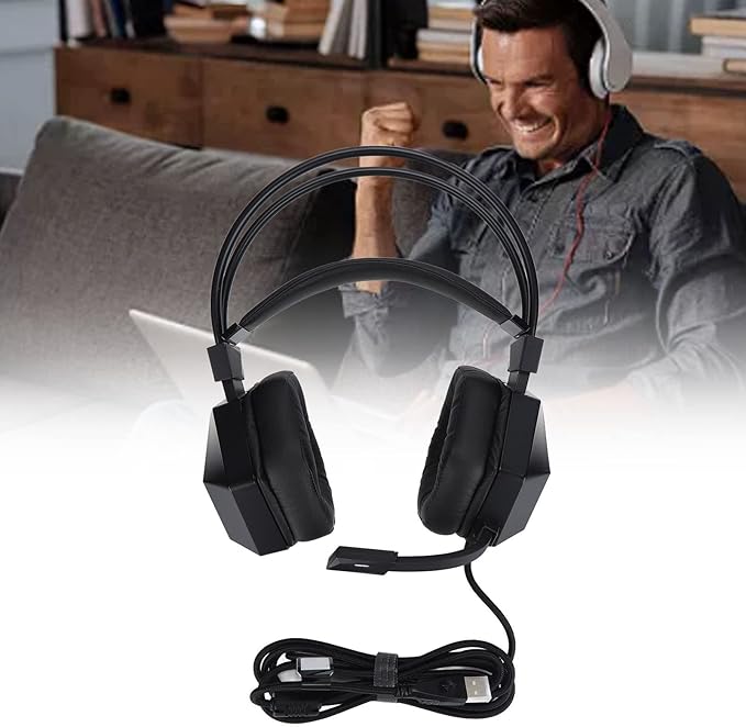 Wired Gaming Headphones Headset with Microphone, THS300A4 Gaming Headset 7.1 Surround Sound Wired USB On Ear Gaming Headphones with Noise Canceling Microphone