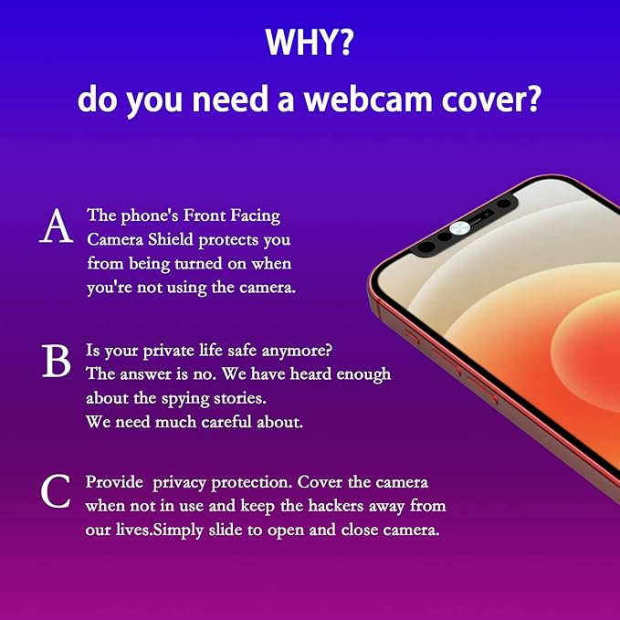 Phone Camera Cover,Webcam Cover Compatible with Phone X/XS/XR/XS Max/11/11 Pro/11 Pro Max/12/12 Mini /12Pro/12Pro Max,Protect Privacy and Security,Not Affect Facial ID-Silver