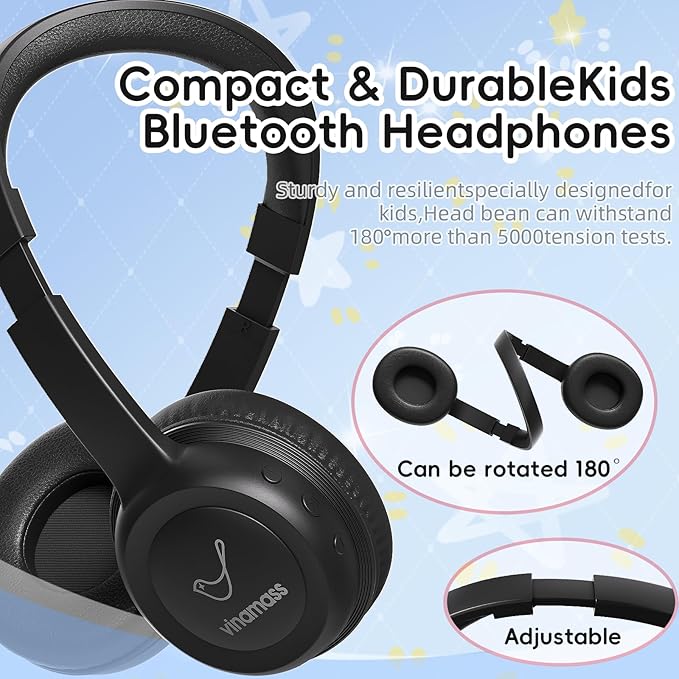 Kids Bluetooth Headphones,Kids Wireless Headphone with 85dBVolume Limiter, 30H Playtime, Adjustable Headband,Over-Ear Headphones for Kid School Online Class Travel