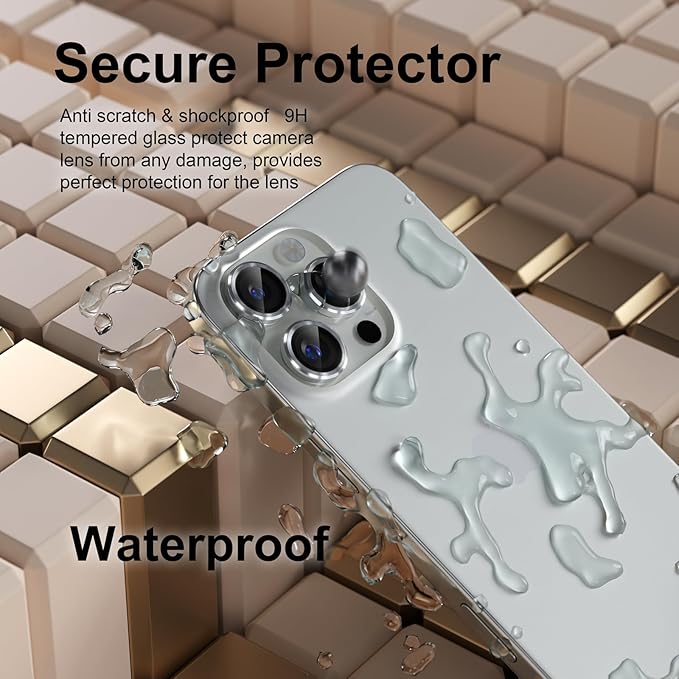 Misea Compatible for iPhone 16 Pro/iPhone 16 Pro Max Camera Lens Protector, Ultra-HD Tempered Glass Camera Cover Screen Protector Metal Individual Ring Protector Decoration Accessories, Silver