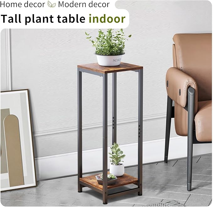 2-Tier Tall Plant Stand Indoor, Corner Plant Stands for Indoor Plants Multiple, Multi-Functional Small Side Table for Living Room, Bedroom, Balcony