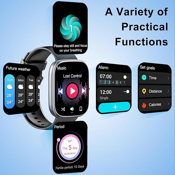 Smart Watch, SmartWatch for Men Women HD Touch Screen Answer/Make Call, IP68 Waterproof 120+ Sport Activity Tracker, Fitness Tracker with Sleep Monitor/Pedometer Heart Rate SpO2 for Android iOS