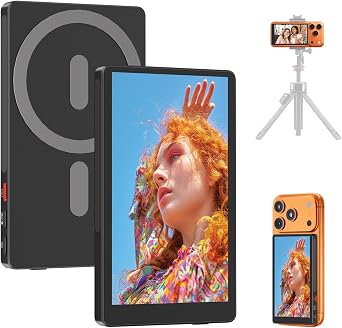 4" Back Camera Monitor iPhone 17, Magnetic Vlog Selfie Monitor Screen for iPhone 17,1080P Wireless Mirroring Back Camera Selfie Monitor for Vlog YouTube TikTok,Snaplylens for iPhone,Android, Black