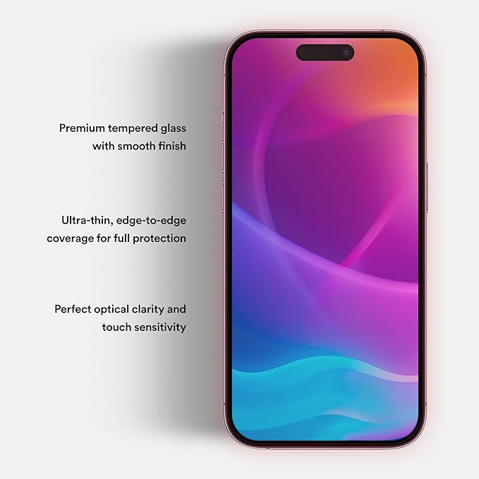 BodyGuardz Red Light Converter Screen Protector – Passive Red Light Therapy for Face - Promotes Better Sleep, Healthier Skin, Reduced Eye Strain – 9H Tempered Glass, Easy Install (iPhone 17E / 16E / 14 / 13 Pro / 13)