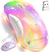 qaf 2.4G Wireless RGB Rechargeable Mouse, Transparent Computer Mouse with Detachable Magnetic DIY Cover,1400 DPI Optical Tracking, 5 Buttons, USB‑C Charging for Laptop PC Desktop MacBook (Purple) - Image 1