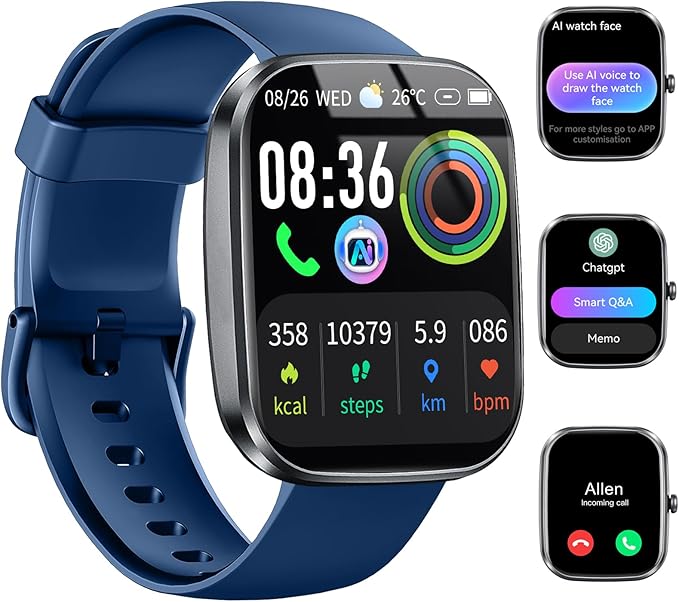 AI Smart Watch with ChatGPT, 1.91" Bluetooth Calling Smartwatch for Men Women, 110+ Fitness Modes Activity Tracker, Sleep/Heart Rate/Calorie Monitor, IP68 Waterproof Step Counter for Android iOS