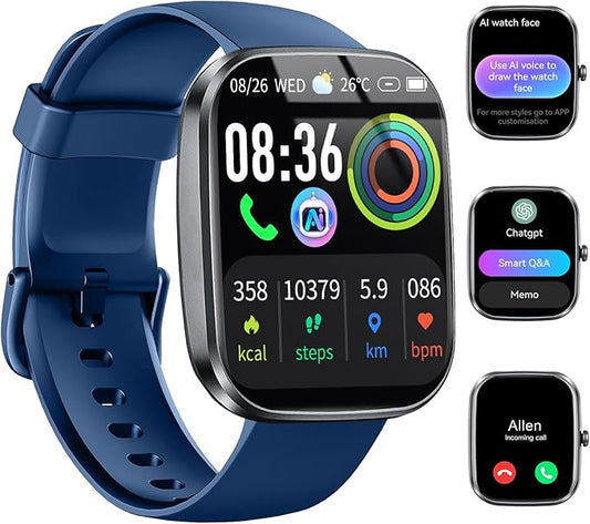 AI Smart Watch with ChatGPT, 1.91" Bluetooth Calling Smartwatch for Men Women, 110+ Fitness Modes Activity Tracker, Sleep/Heart Rate/Calorie Monitor, IP68 Waterproof Step Counter for Android iOS