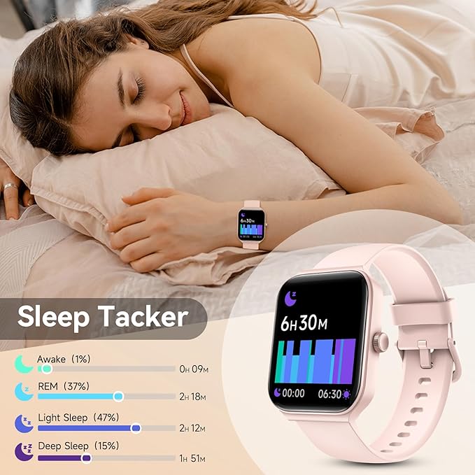 Smart Watch for Women Men, Smartwatch 1.83'' Alexa Built-in Fitness Tracker IP68 Waterproof Watch for Women Compatible for Android & iOS with Bluetooth Calls, IP68 Heart Rate/Sleep/SpO2 Monitor, 110+