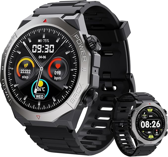 Military Smart Watches for Men(Answer/Make Calls), 1.39" Fitness Watch with Heart Rate Pedometer Sleep Monitor, 110+ Sports Modes Smartwatch for Men, IP68 Waterproof Activity Tracker for Android iOS