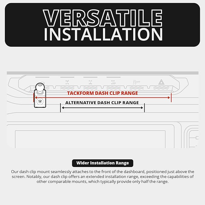 Tackform Link Phone Mount with Top Dash Clip - Compatible with 2021-2025 Ford Bronco | Aluminum | Zero Slip, Anti-Scratch | Compatible with MagSafe | Universal Magnetic Holder | 2" Arm | Red Knob