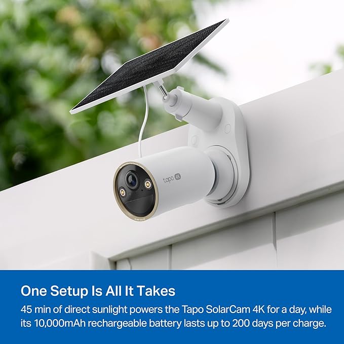 Tapo MagCam 4K Solar, 4K Ultra HD Outdoor Wireless Battery Camera w/Solar Panel – 24/7 Capture, Free Person/Vehicle Detection, Starlight Color Night Vision, Works w/Alexa & Google Assistant