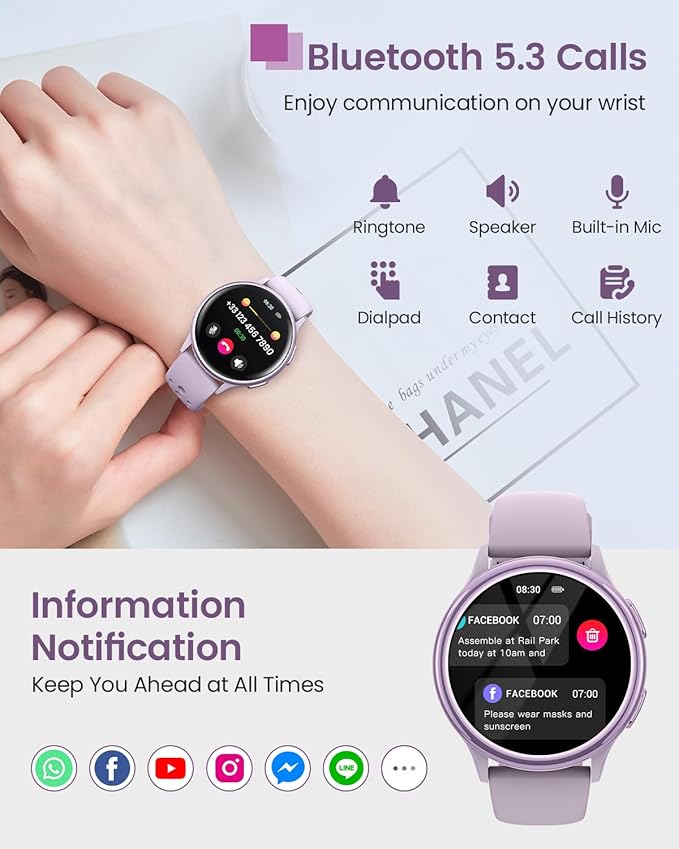 Smart Watches for Women & Men (Answer/Make Calls), Waterproof Fitness Tracker Smartwatch for Android & iPhone, Fitness Smart Watch with 24/7 Heart Rate, Sleep Monitor, 400+ Watch Face, 70+ Sport Modes