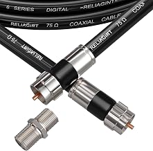 50ft RG6 Coaxial Cable, 75 Ohm High-Speed Coax Cable, Black