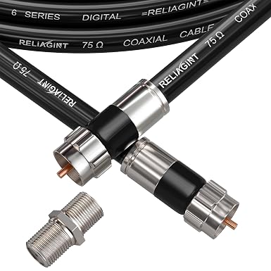 50ft RG6 Coaxial Cable, 75 Ohm High-Speed Coax Cable, Black