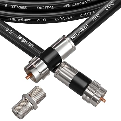 50ft RG6 Coaxial Cable, 75 Ohm High-Speed Coax Cable, Black