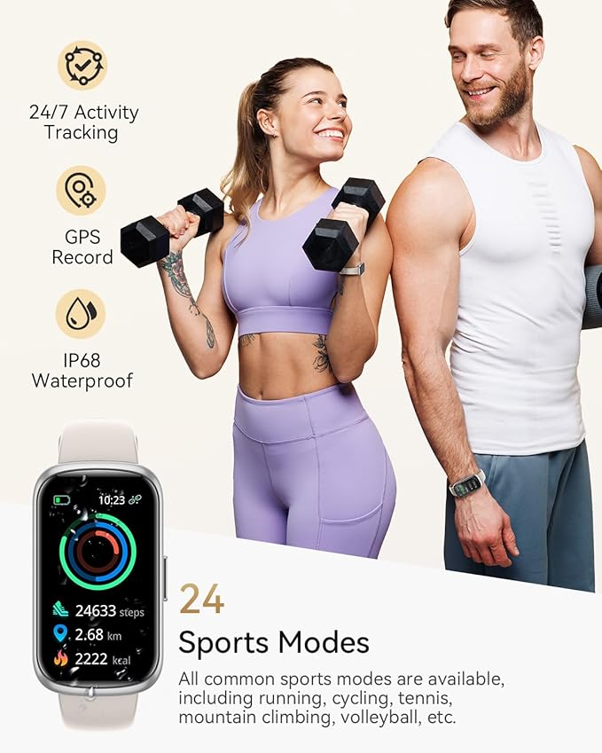 Fitness Tracker Watch, Smart Watches for Women/Men with Sport Activity Tracker, Fitness Watch with Heart Rate, Blood Oxygen Monitor and Sleep Tracker, IP68 Android Smart Watch with 4 Straps, Gift