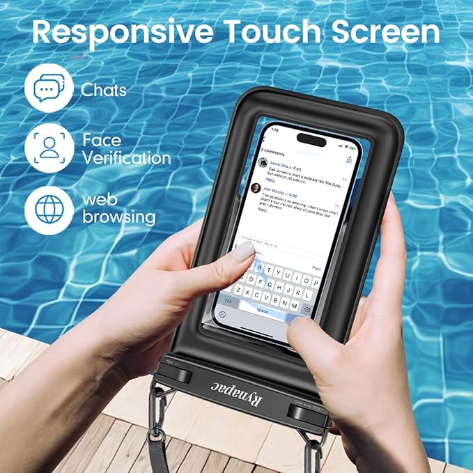 [Up to 8.5"] Floating Waterproof Phone Pouch, 2Pack Waterproof Phone Case with Lanyard for iPhone 17 16 15 14 Pro Max, Galaxy S25 S24 Ultra, IPX8 Cellphone Dry Bag, Beach Essentials Travel Must Haves