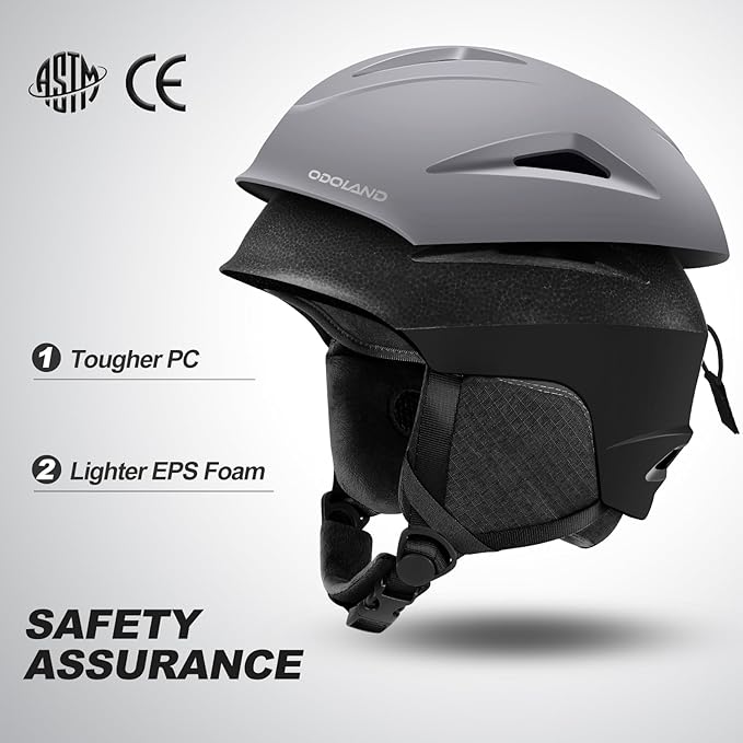 Odoland Ski Helmet, Snowboard Helmet with Ski Goggles for Adults and Youth, Audio Compatible, Shockproof, Windproof, Safety Snow Sports Helmet and Protective Glasses for Men Women