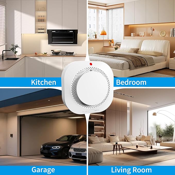 Smoke Detectors for Home,Photoelectric Wireless Fire Alarms Replaceable Battery Powered,Portable Smoke Alarm with Test/Mute Button,Attic Smoke Detector,6 Pcs(Battery Not Included)