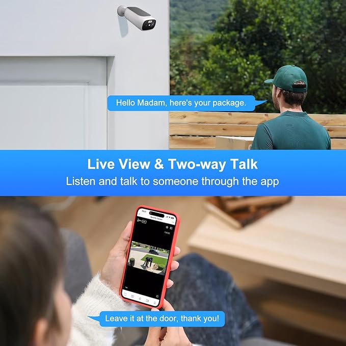 2K Solar Camera Outdoor Wireless-5/2.4Ghz WiFi Cameras for Home Security, AI Motion Detection, Color Night Vision, SD Card/Cloud Storage, Waterproof, Compatible with Alexa/Google Home (4 Camera)