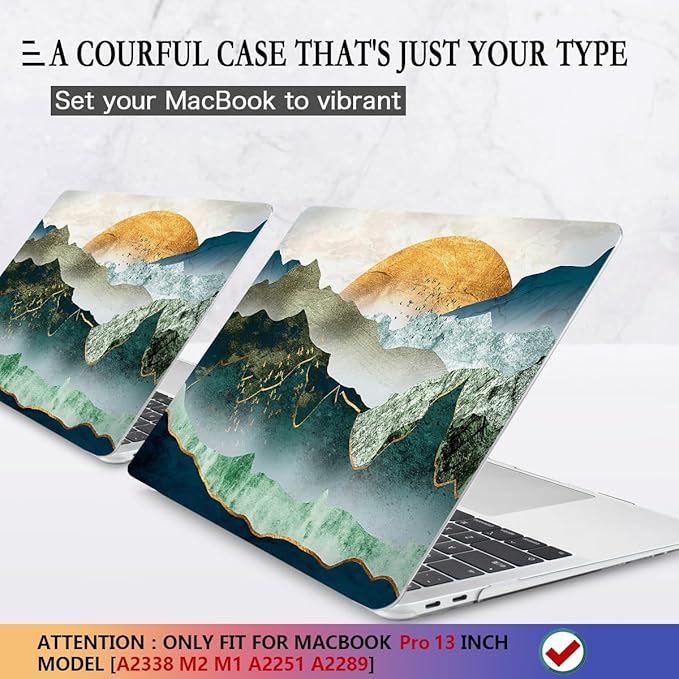 CISSOOK Compatible with MacBook Pro 13 inch 2025-2020 Model A2338 A2251 A2289 with Touch Bar, Sunshine and Mountain Scenery Cover for MacBook Pro 13 M2 M1 with Keyboard Cover