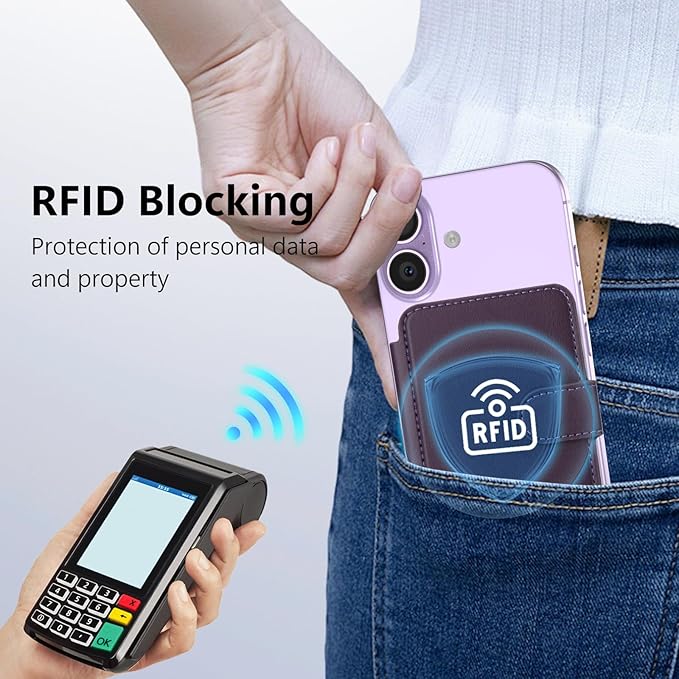 TopMade for Magsafe Wallet, Strongest Magnetic Card Holder for iPhone 17/16/15/14/13/12 Series, Slim Magnetic Phone Wallet, RFID Blocking, Vegan Leather, Open ID Window, 4 Cards Holder, Purple