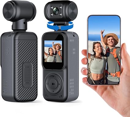 2K Handheld Vlogging Camera, Portable Pocket POV Camcorder Body Cam