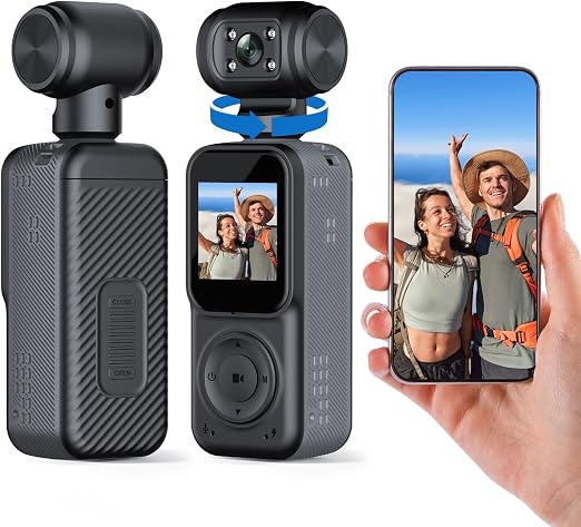 2K Handheld Vlogging Camera, Portable Pocket POV Camcorder Body Cam