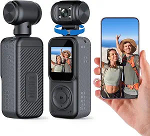 2K Handheld Vlogging Camera, Portable Pocket POV Camcorder Body Cam