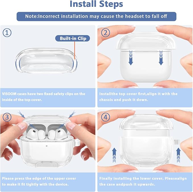Case for Airpods iPods Pro 3 Case 2025 with Phone Stand for Women-VISOOM Clear Air Pod iPod Pro3 Cases Cover Cute Girly Airpods Case Pro3 Bling Glitter AirPods Pro3 Cases Hard Shell with Keychain