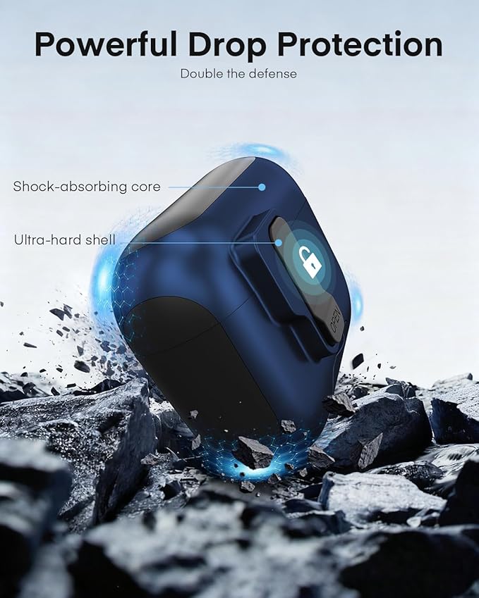 Maxjoy for AirPods Pro 3 Protective Case with Cleaning Kit, Military Hard Case with Lock Shock-Absorbing, Deep Blue