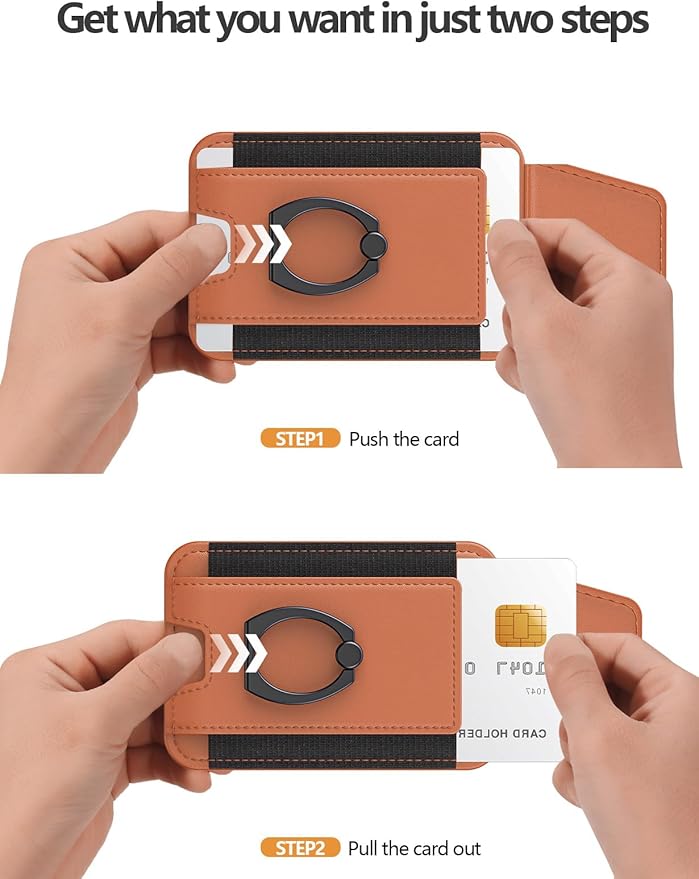 For Magsafe Wallet with Grip, 6-Card Holder, Stronger Magnetic Card Wallet Holder for iPhone 17/16/ 15, iPhone 14/13/12 Series, Leather Magnetic Phone Wallet with Privacy Flap, RFID Blocking, Brown