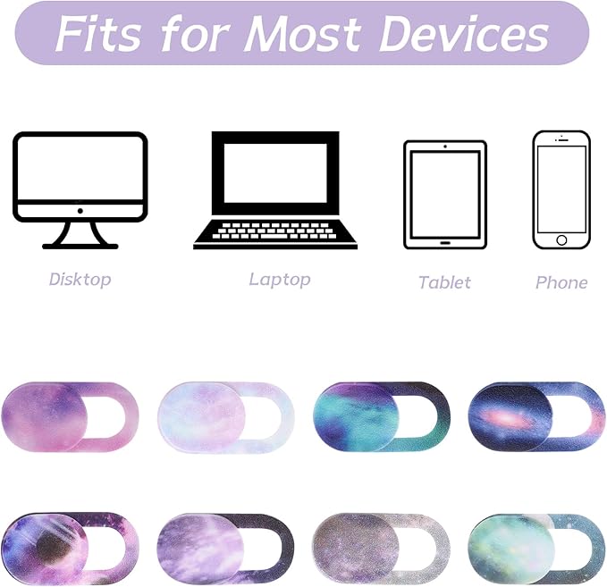 8PCS Laptop Camera Cover Slide, Starry Sky Webcam Cover Slide Phone Camera Cover, Ultra-Thin Computer Camera Cover Slide Blocker Slider Privacy Cover for Laptop Desktop PC Tablet(Starry Sky)