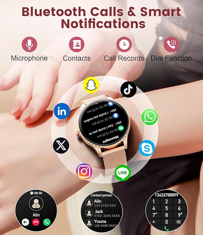 Smart Watch for Women(Answer/Make Calls),1.32" AMOLED Display Fitness Tracker with121 Sports Modes,Heart Rate & Sleep Monitor,Activity Trackers IP68 Waterproof 2 Straps, for Android iOS