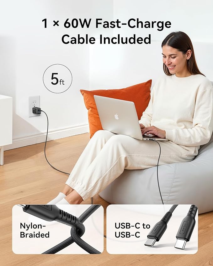 INIU Dual Port Fast Charger, 2-Pack 30W PD QC Type C Charging Block With 5ft USB-C Cable, Compact USB C Wall Charger With Foldable Plug for iPhone 17 16, Samsung S25 S24, Students, Kid, Emergency, Red