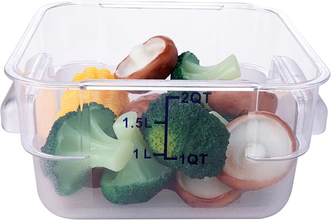 2 Pack RED Square Food Storage Container With Lid,Commercial Storage Box With Scale & Handle,Cake Making,Dough Marinating Meat,Kitchen Supplies (4 Quart)
