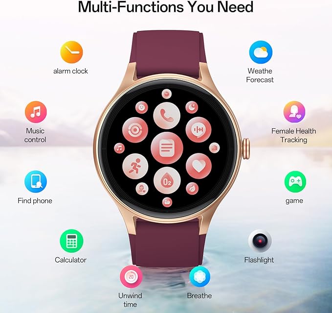Smart Watches for Women,1.57" HD Touchscreen SmartWatch(2 Bands) with Bluetooth Calls (Make/Answer),Fitness Tracker with Heart Rate/Sp02/Sleep Monitor,110+ Sport Modes (Purple, 1.57)