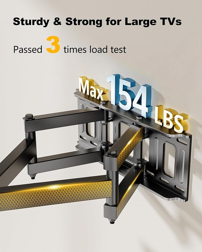 FORGING MOUNT Full Motion TV Wall Mount for 42–95 Inch Screens, Pre-Assembled TV Mount for Easy Install, Swivel, Tilt,Universal Wall Mount Bracket,VESA 800x400mm Holds 154 lbs, 12″/16″ Wood Studs