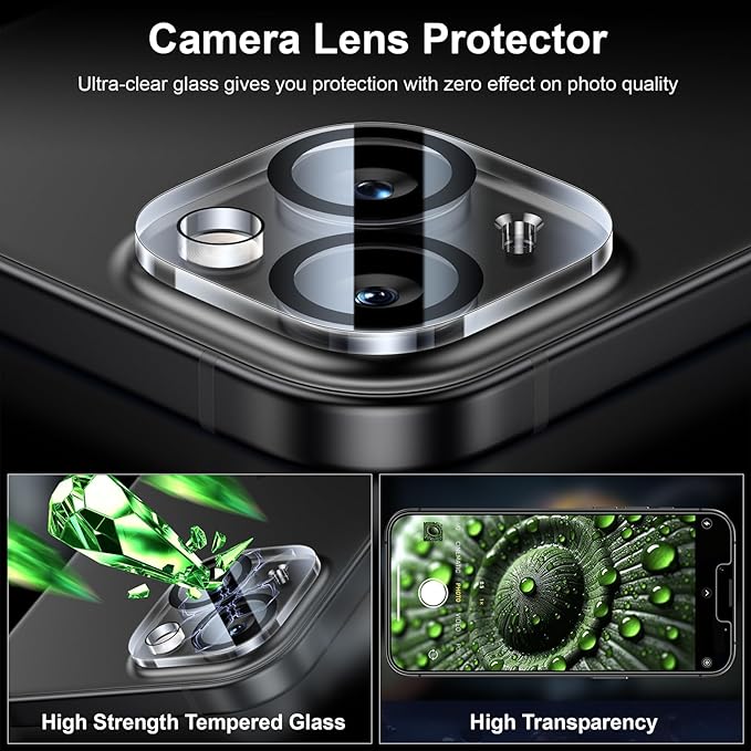 Esanik [2+2 Pack for iPhone 14 Plus Privacy Screen Protector – Anti-Spy Tempered Glass & Camera Lens Cover, Military-Grade 9H Hardness, Anti-Scratch, Flawless Fit Tray