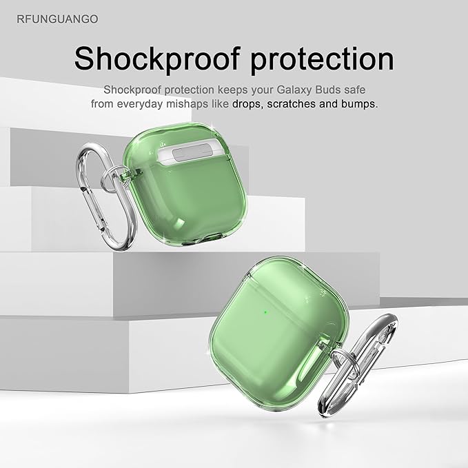 RFUNGUANGO AirPods 4 Case Clear, Soft TPU Transparent with Cleaning Kit & Keychain, Compatible with Magsafe, Compatible Apple AirPods 4 (2025) Generation Protective Case, Green