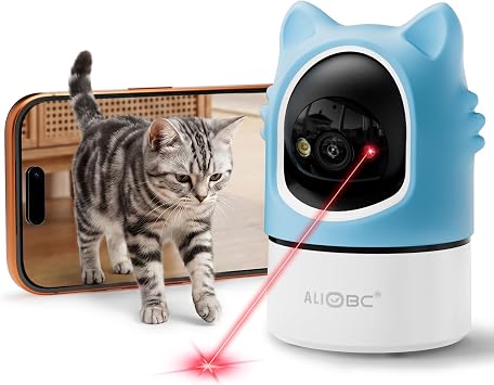 ALIOBC Pet Camera with Phone App Laser Toy 2K Cat Camera no Subscription