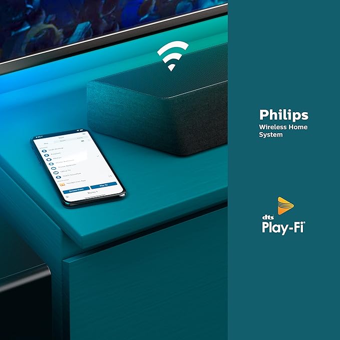 PHILIPS B8907 Soundbar 3.1.2 with Wireless Subwoofer, Dolby Atmos, Play-Fi Compatible